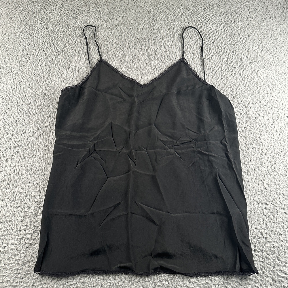 Vtg Gucci Camisole Top Womens 42(6 US) Black Satin Acetate Silk Lace Trim Italy